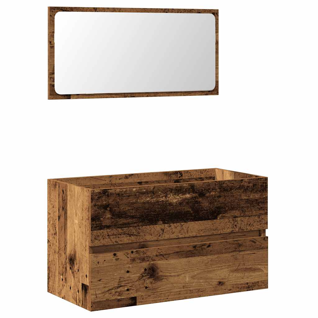 Vintage Style Bathroom Cabinet with Mirror - Reclaimed Wood Finish