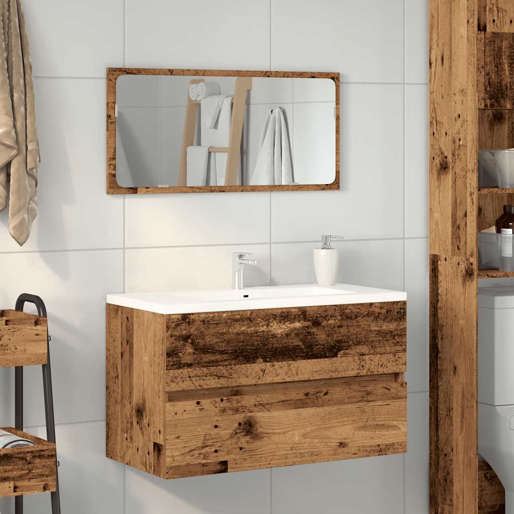 Vintage Style Bathroom Cabinet with Mirror - Reclaimed Wood Finish