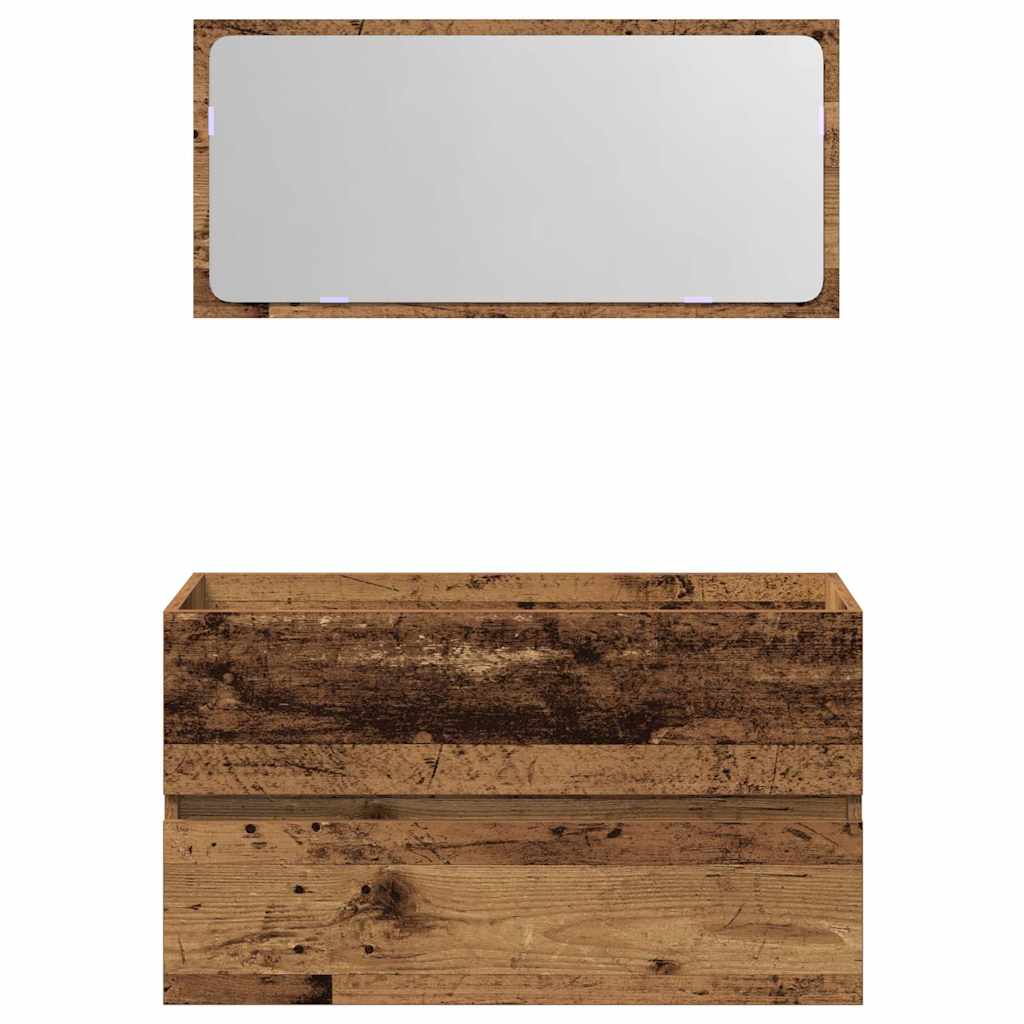 Vintage Style Bathroom Cabinet with Mirror - Reclaimed Wood Finish