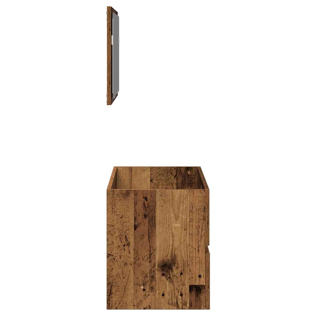 Vintage Style Bathroom Cabinet with Mirror - Reclaimed Wood Finish