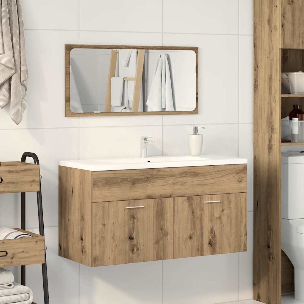 Artisan Oak Engineered Wood Bathroom Cabinet with Mirror