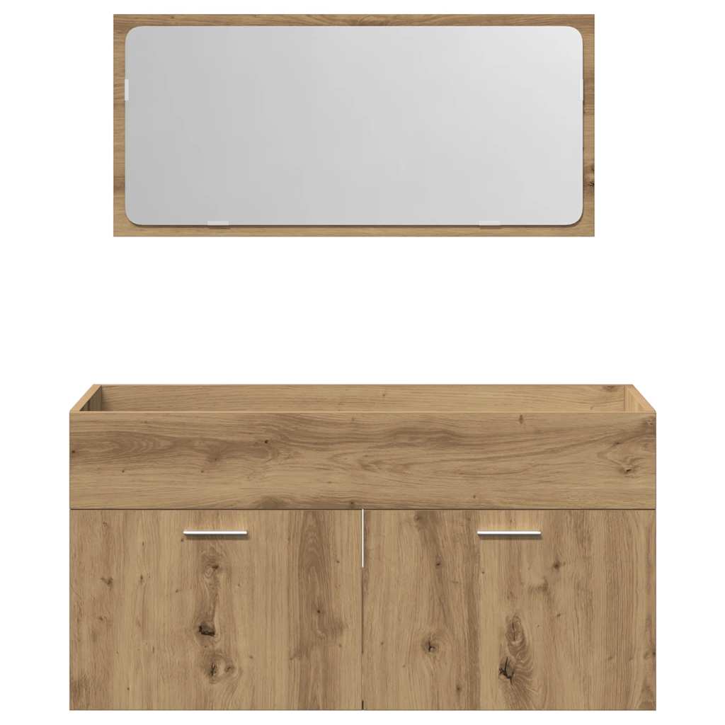 Artisan Oak Engineered Wood Bathroom Cabinet with Mirror