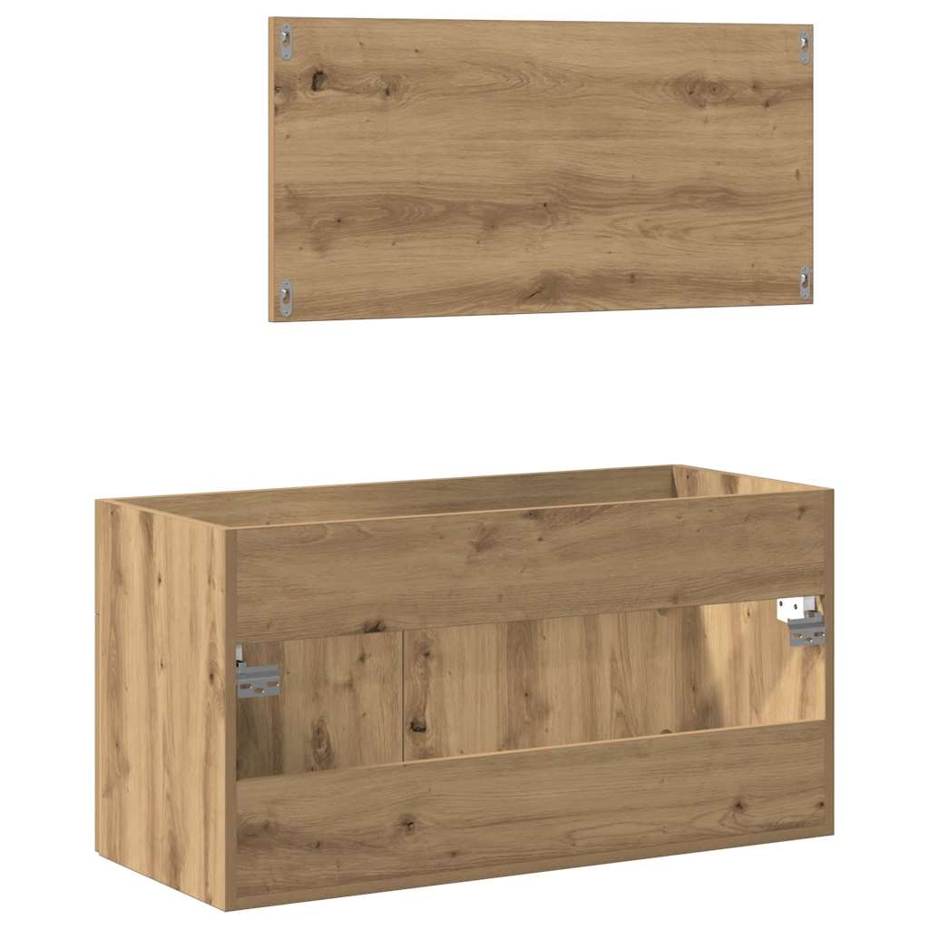 Artisan Oak Engineered Wood Bathroom Cabinet with Mirror