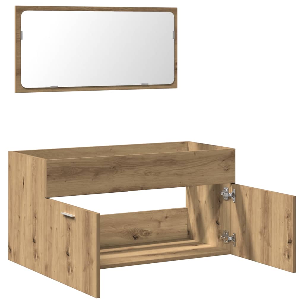 Artisan Oak Engineered Wood Bathroom Cabinet with Mirror