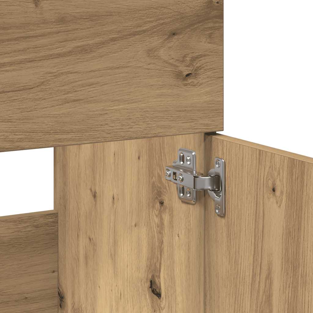 Artisan Oak Engineered Wood Bathroom Cabinet with Mirror
