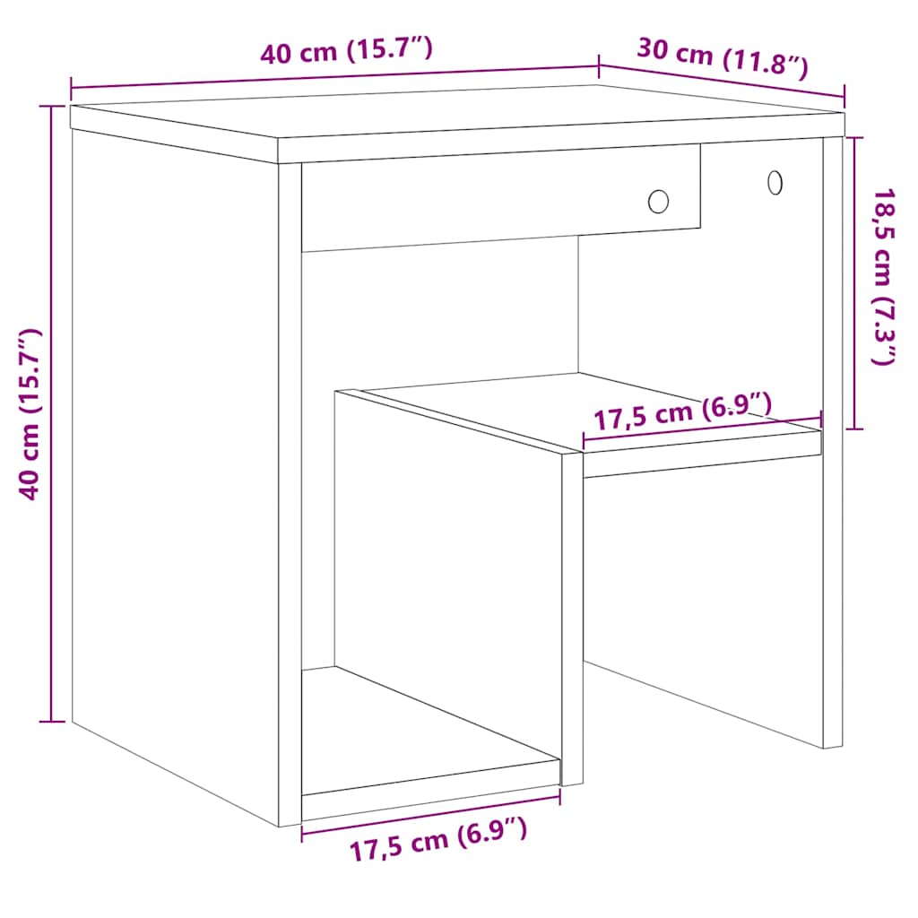 Bedside Cabinet Artisan Oak 40x30x40 cm Engineered Wood
