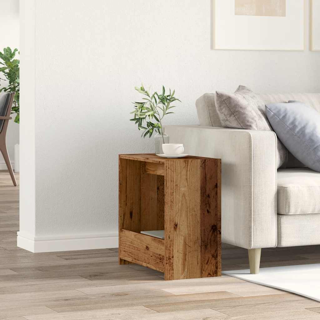 Rustic Side Table, Old Wood Finish, 50x26x50 cm, Engineered Wood