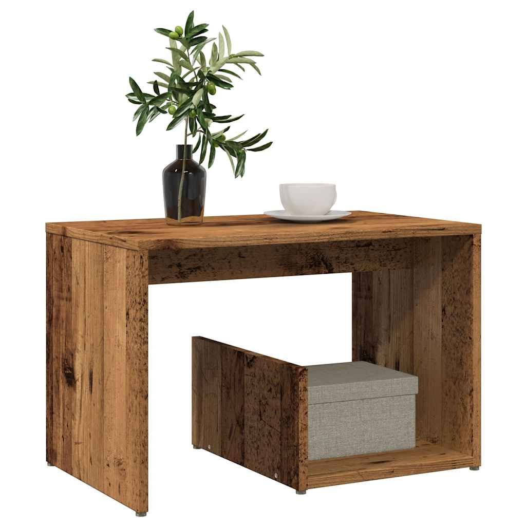 Rustic Side Table - Engineered Old Wood, 59x36x38 cm