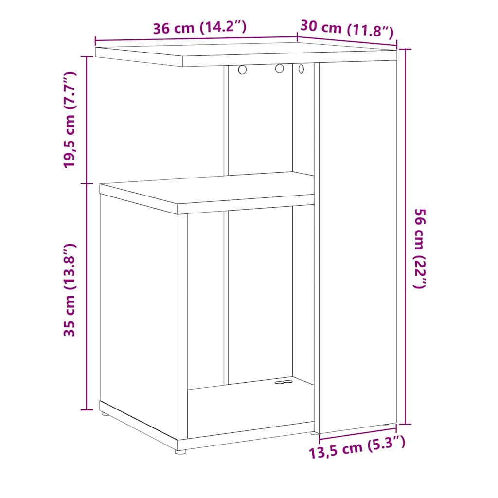 Artisan Oak Side Table 50x30x50 cm – Engineered Wood Elegance