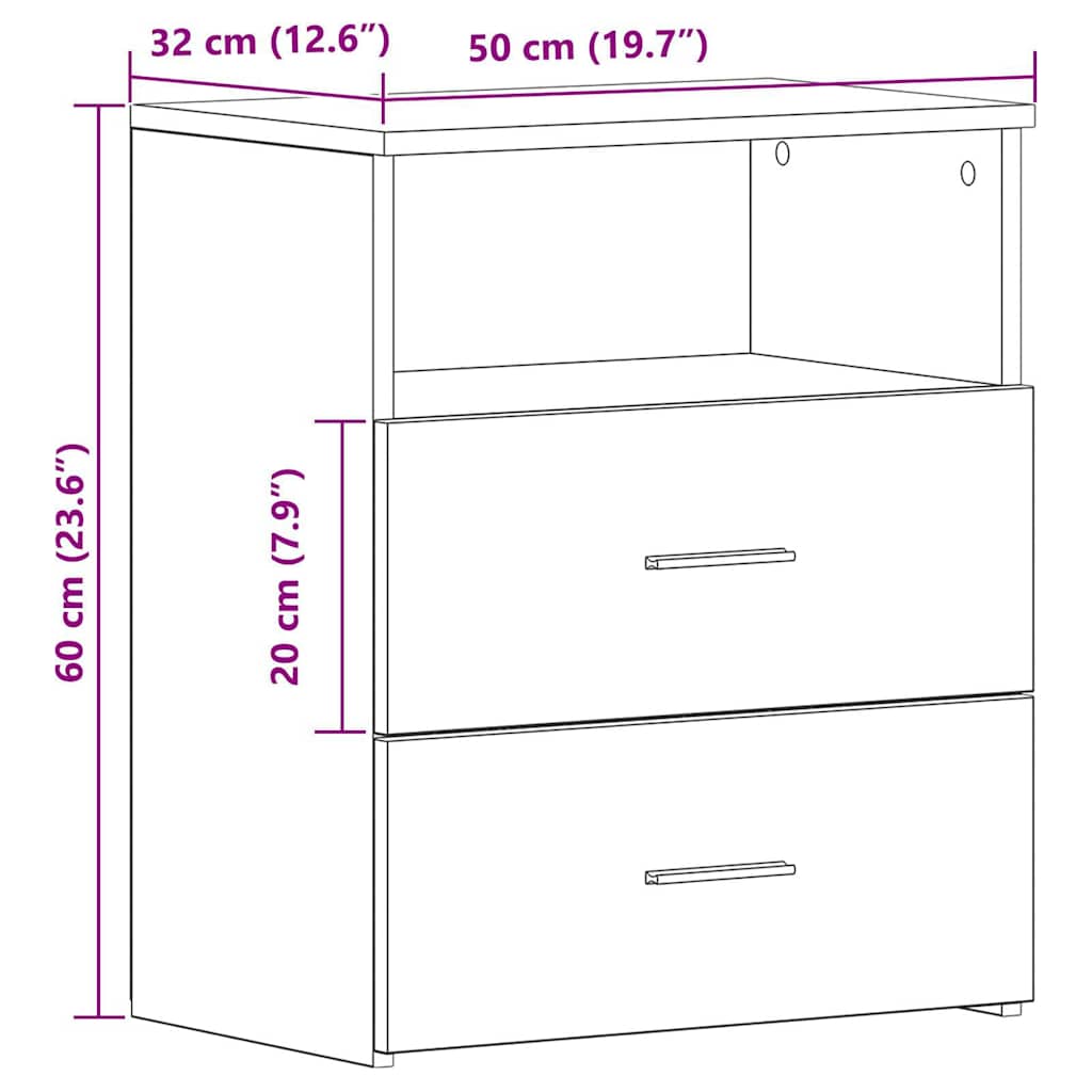 Bedside Cabinet Artisan Oak 50x32x60cm Engineered Wood