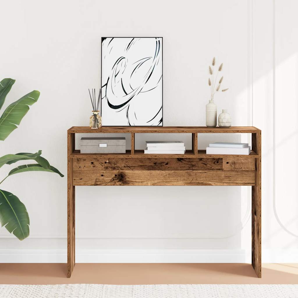 Rustic Console Table 105x30x80 cm | Reclaimed Engineered Wood