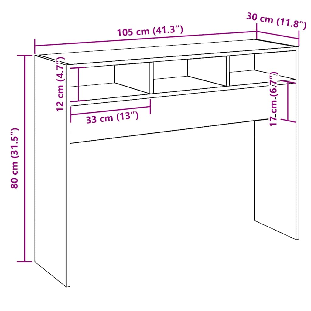 Artisan Oak Console Table, Engineered Wood, 105x30x80 cm
