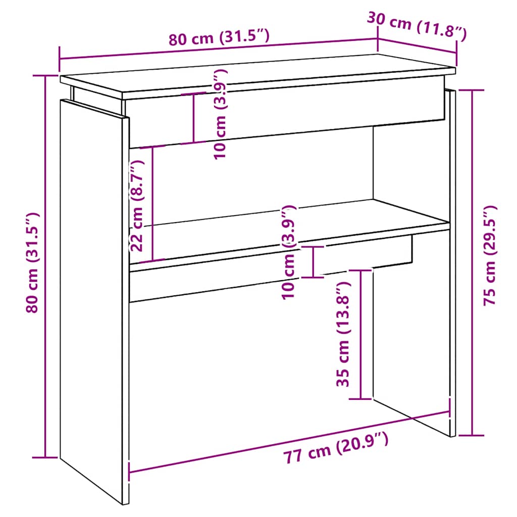 Rustic Console Table - Old Wood 80x30x80 cm Engineered Wood