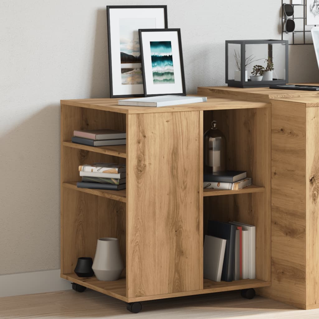 Rolling Cabinet Artisan Oak 60x53x72 cm Engineered Wood