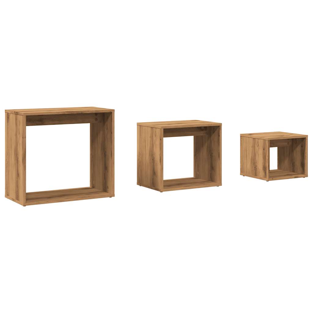 Artisan Oak Engineered Wood Nesting Tables Set of 3