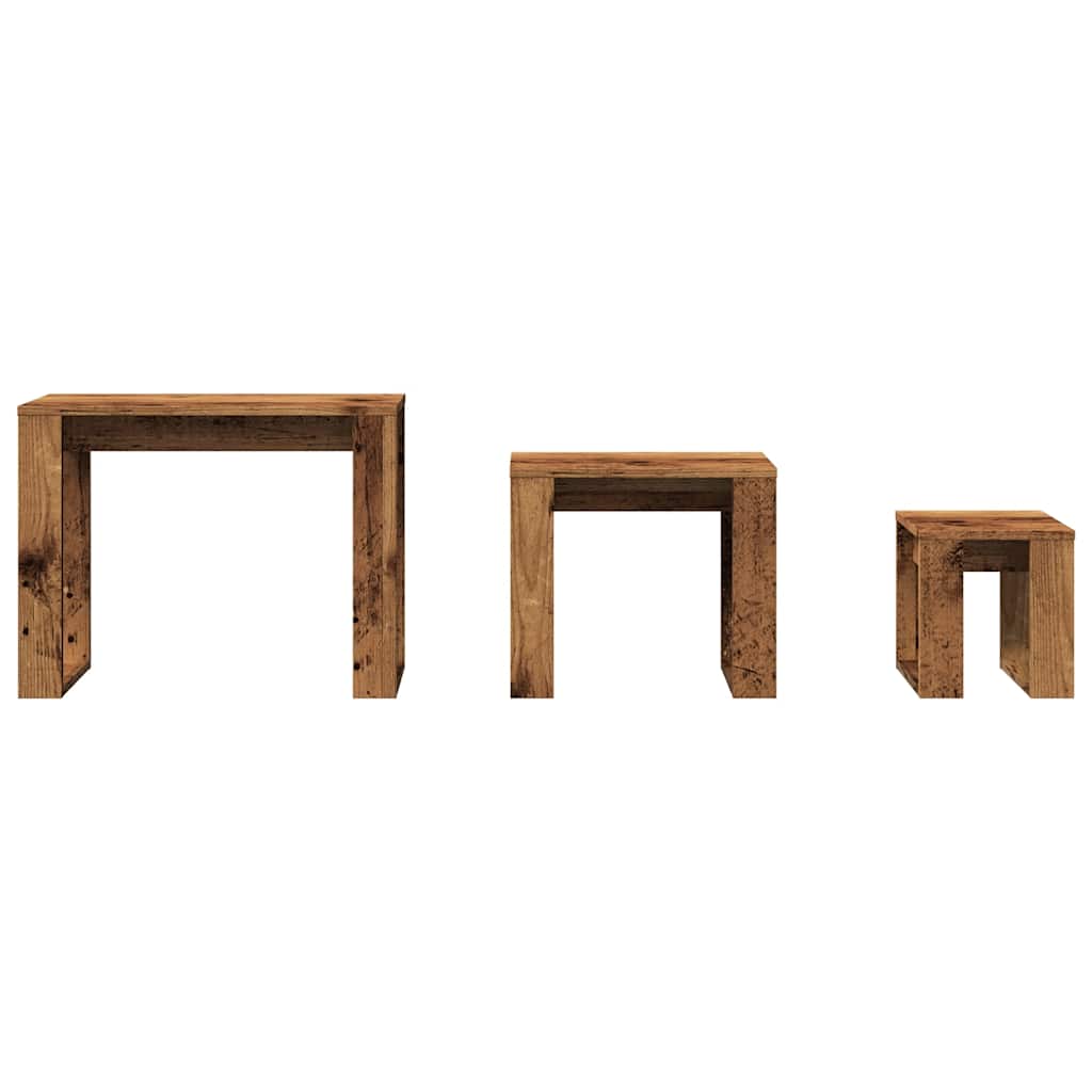 3-Piece Rustic Nesting Tables - Reclaimed Engineered Wood