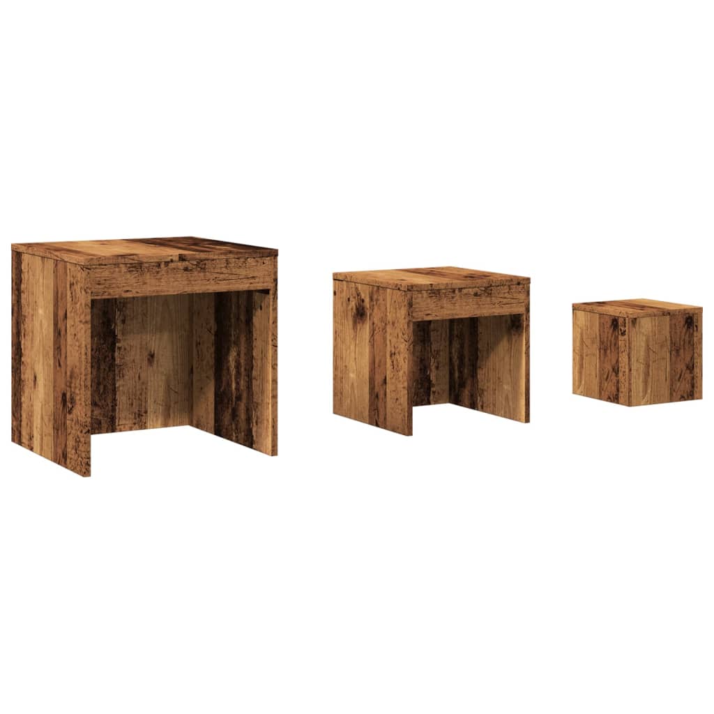 Rustic Nesting Tables Set of 3 - Old Engineered Wood Design