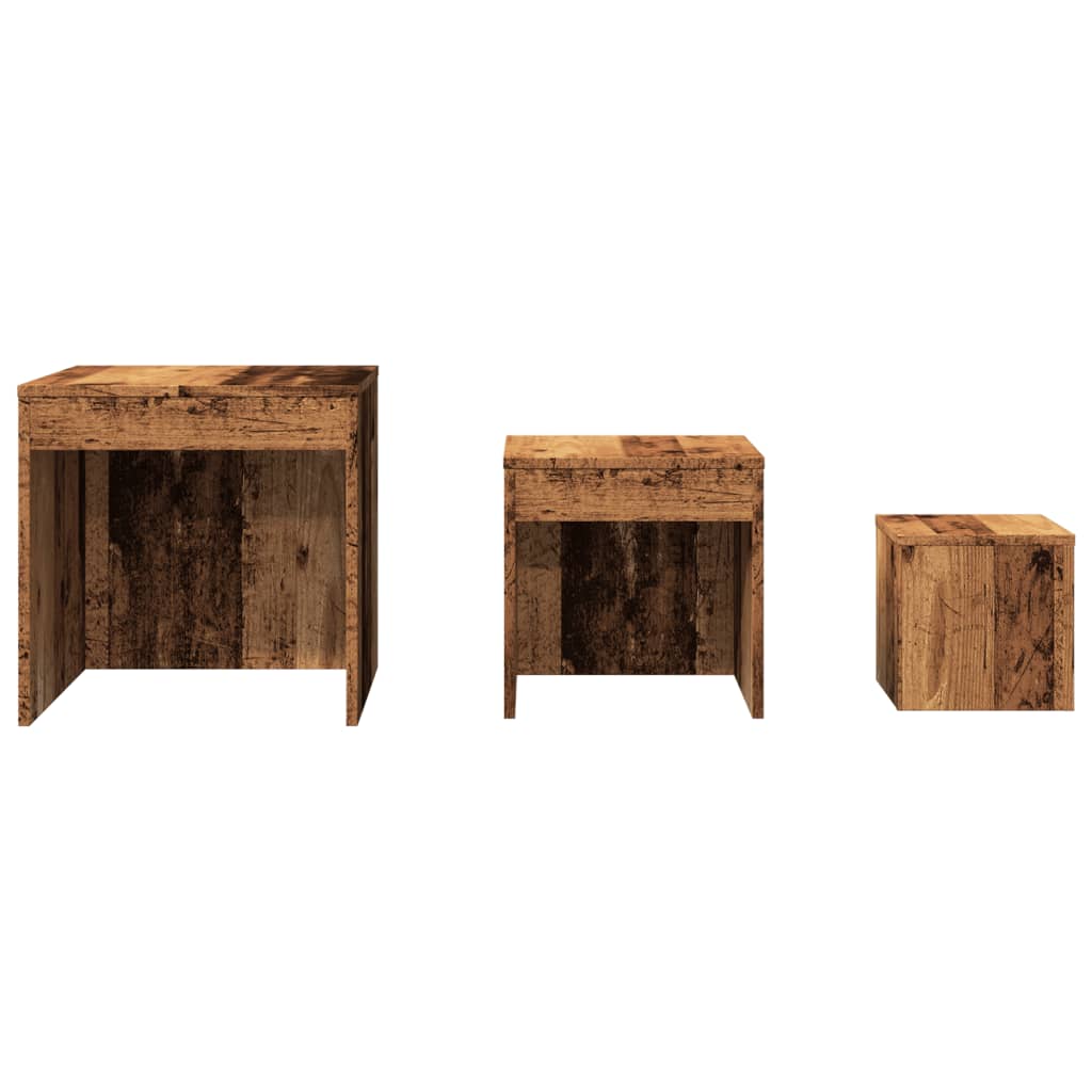 Rustic Nesting Tables Set of 3 - Old Engineered Wood Design
