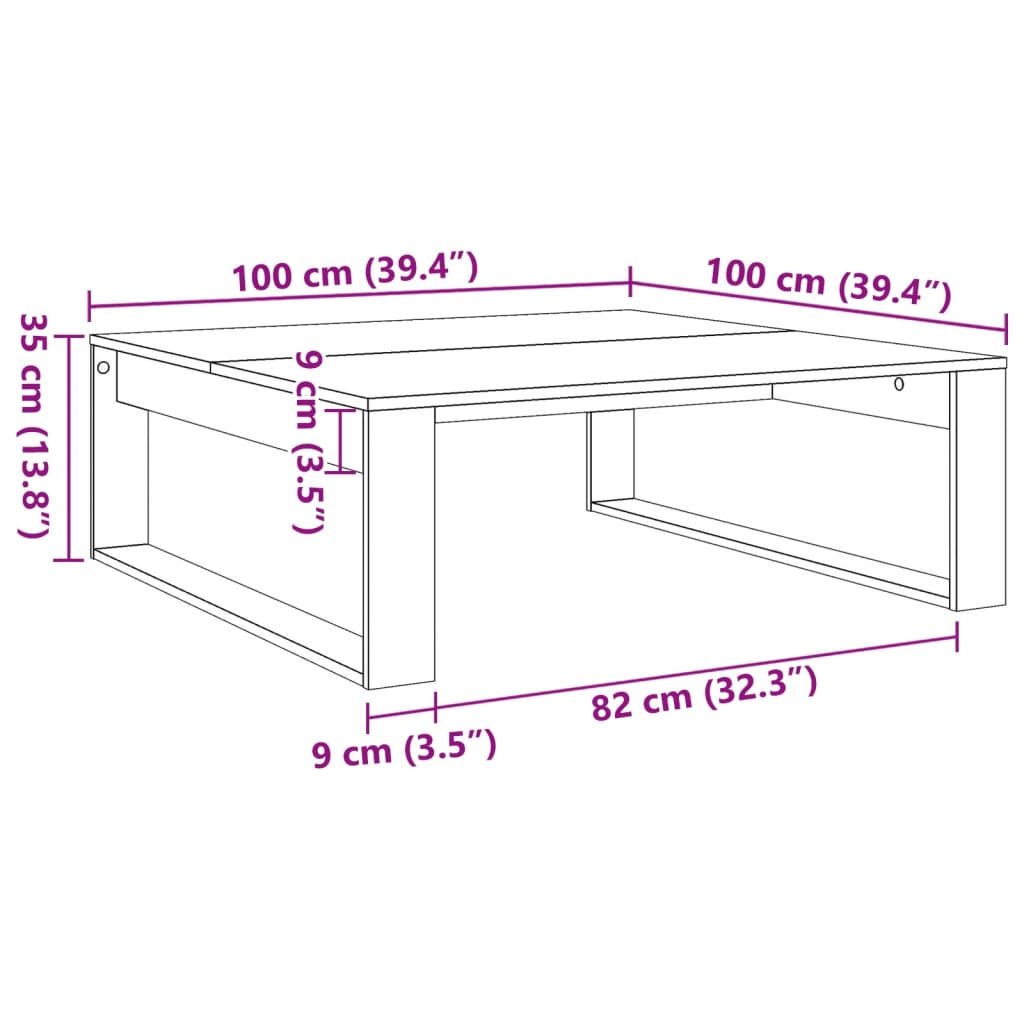Coffee Table Old Wood 100x100x35 cm Engineered Wood
