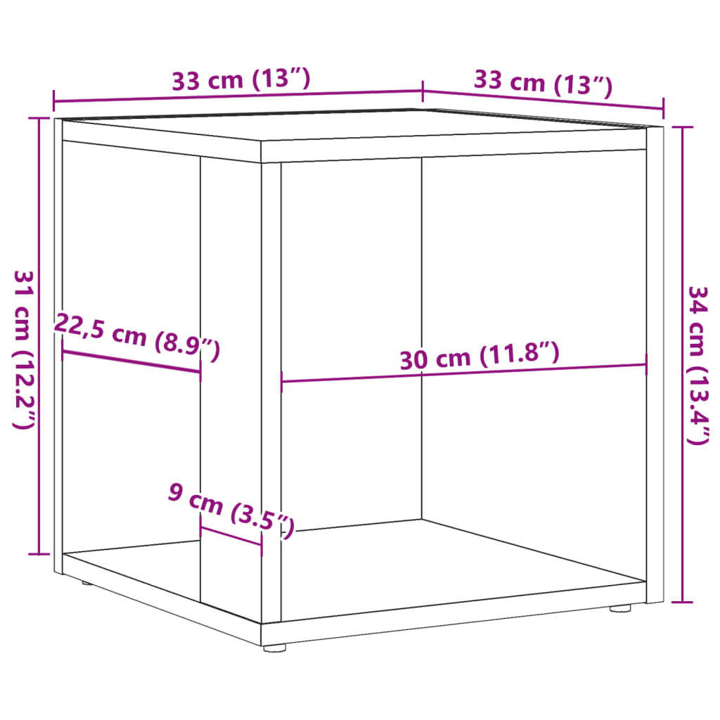 Side Table Artisan Oak 33x33x34 cm Engineered Wood