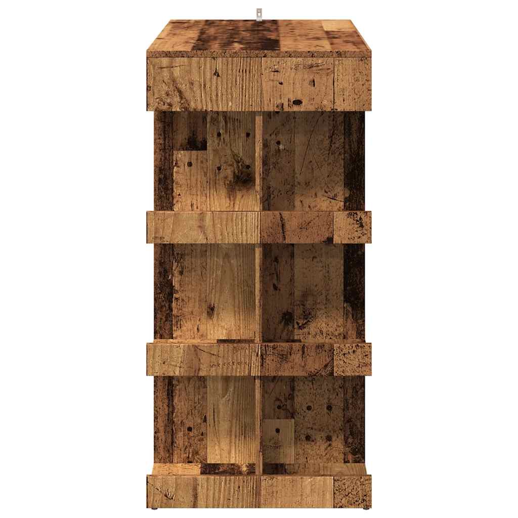 Rustic Old Wood Bar Table with Storage Rack, 100x48x101.5 cm