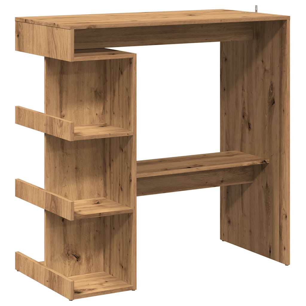 Artisan Oak Bar Table with Storage Rack - 100x48x101.5 cm