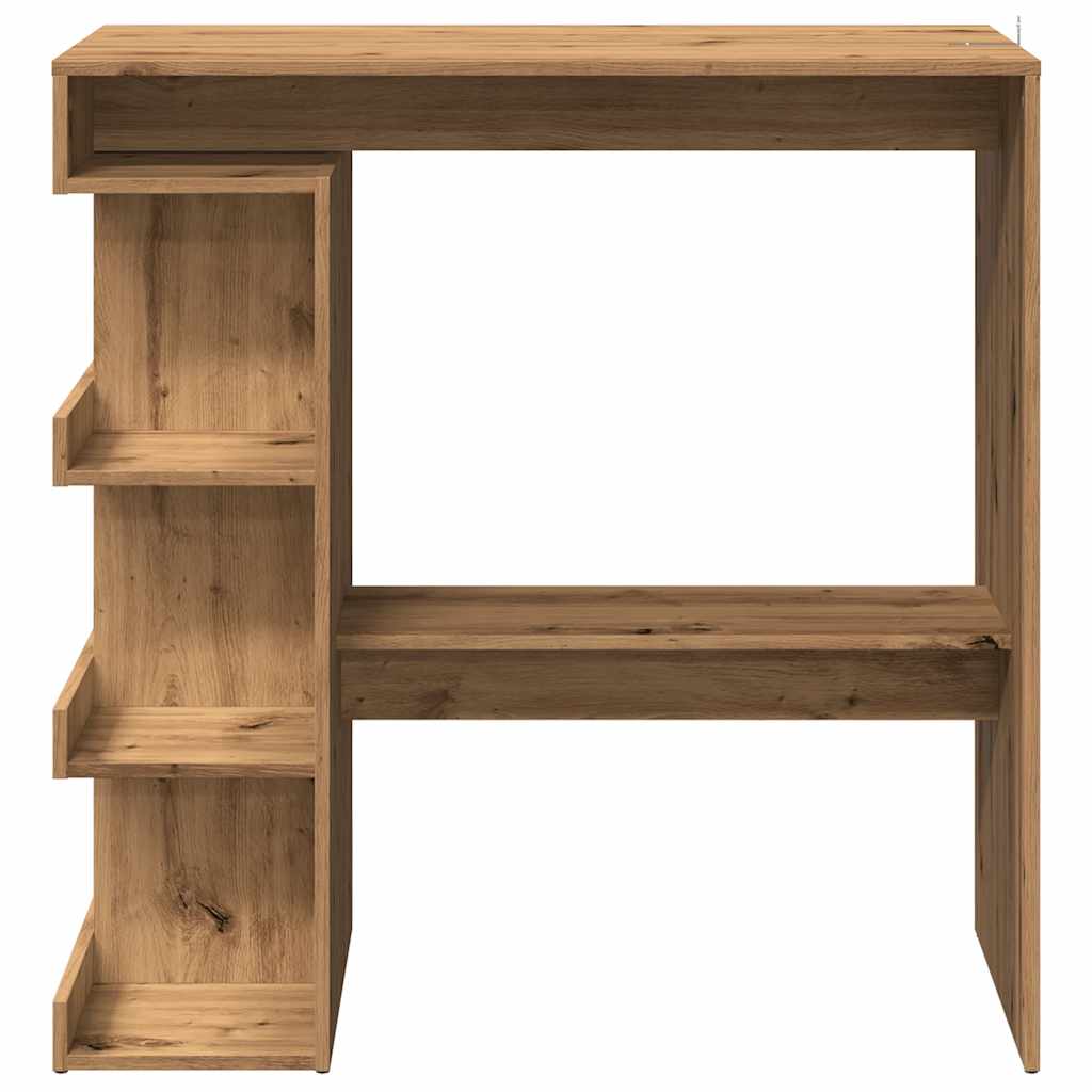 Artisan Oak Bar Table with Storage Rack - 100x48x101.5 cm