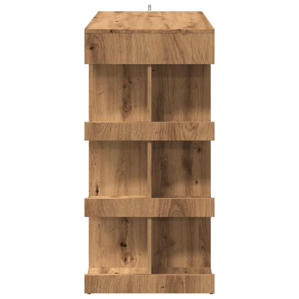 Artisan Oak Bar Table with Storage Rack - 100x48x101.5 cm