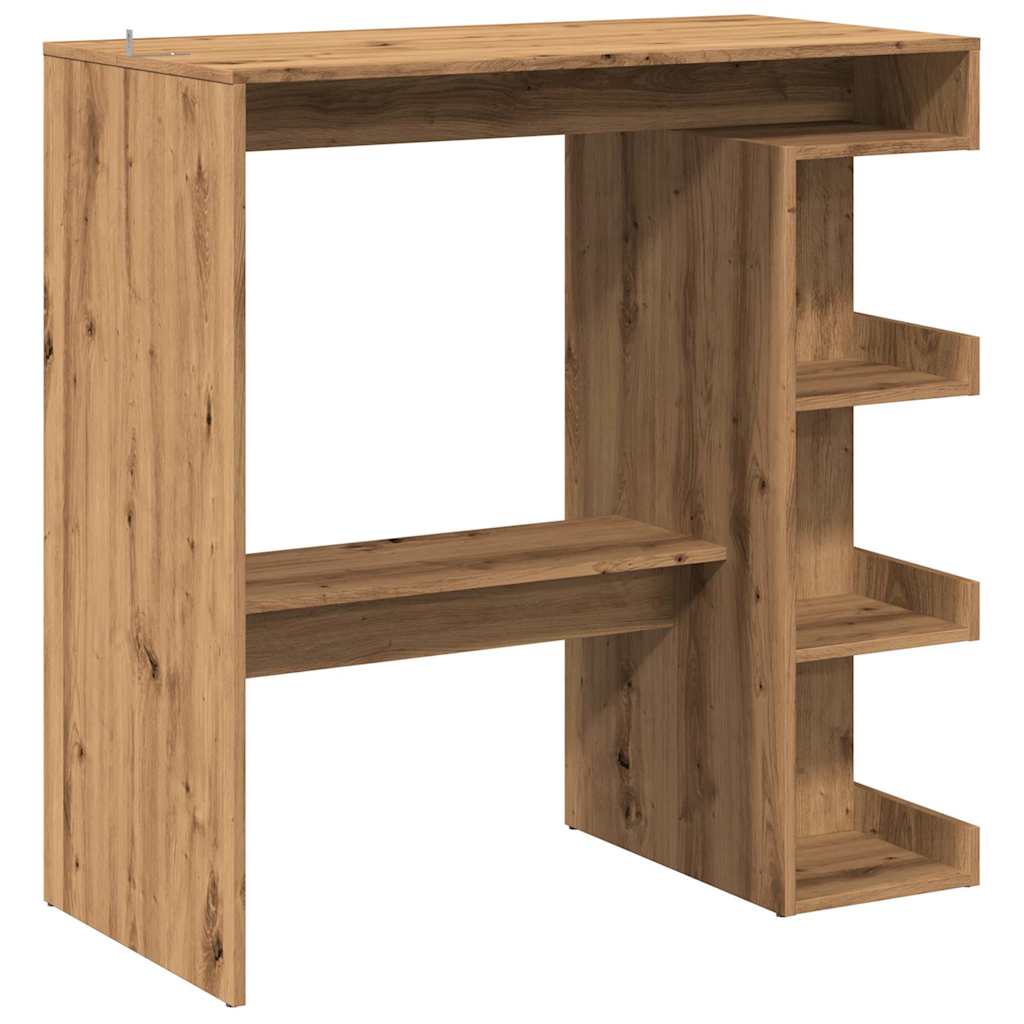 Artisan Oak Bar Table with Storage Rack - 100x48x101.5 cm