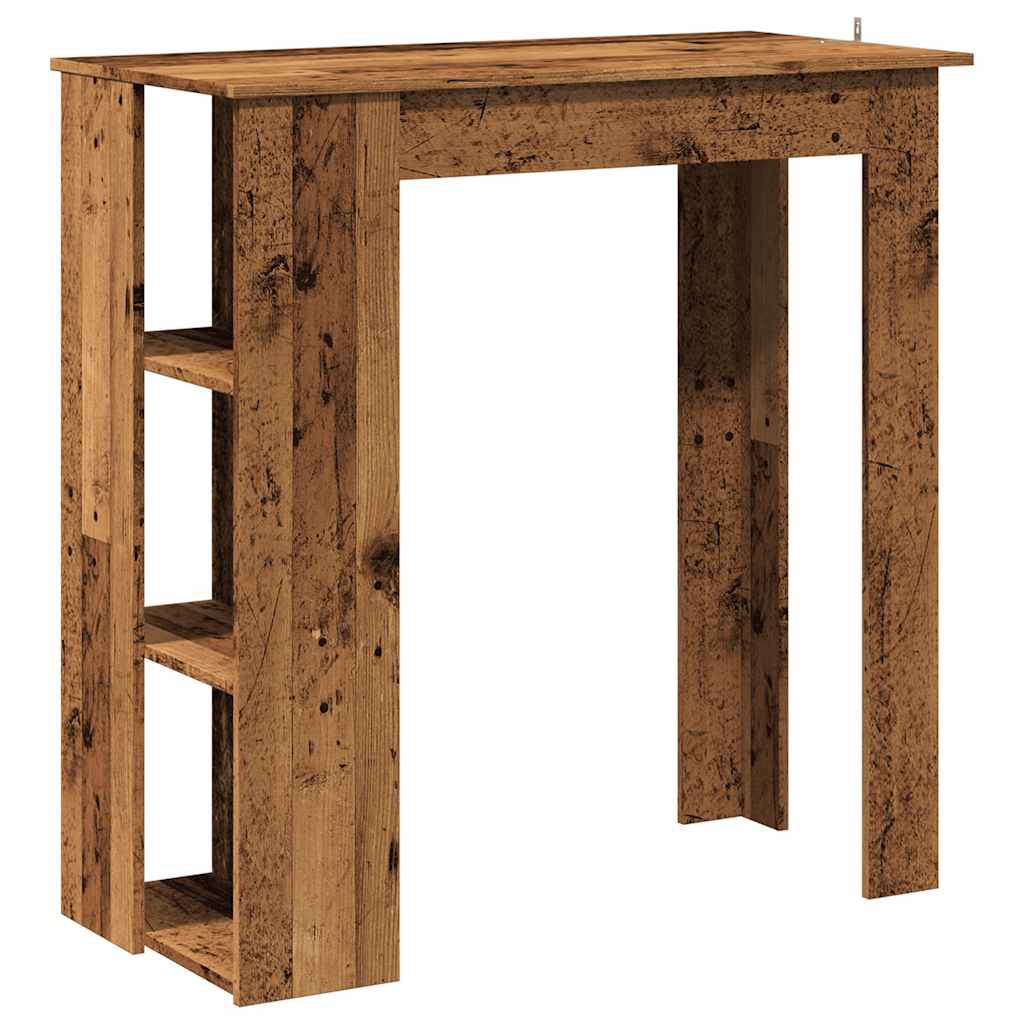 Rustic Engineered Wood Bar Table with Shelf 102x50x103.5 cm