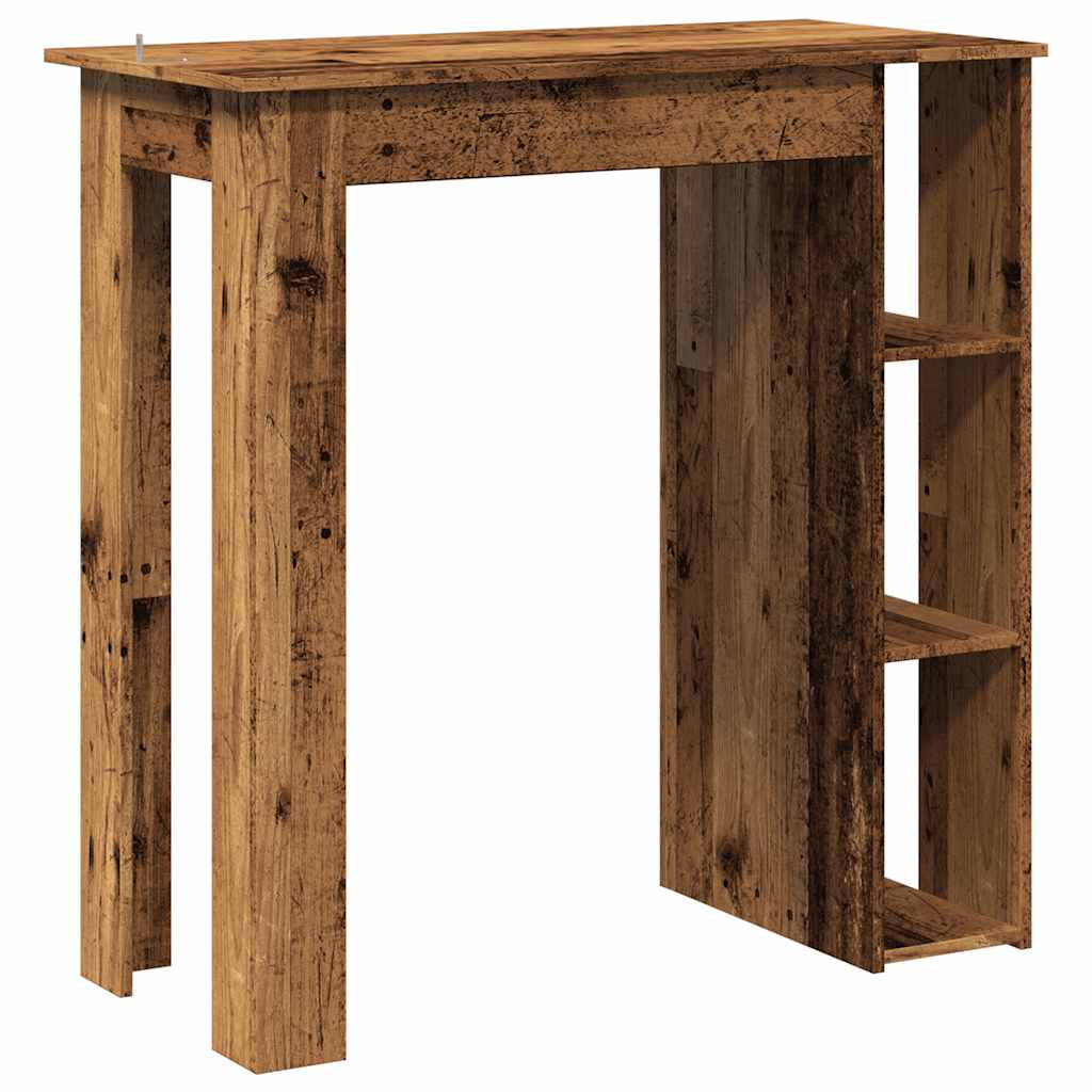 Rustic Engineered Wood Bar Table with Shelf 102x50x103.5 cm