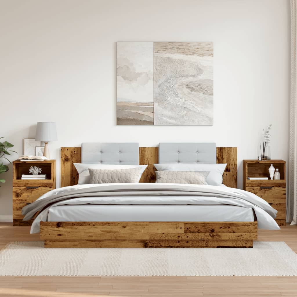 Bedside Cabinets 2 pcs Old Wood 40x36x65 cm Engineered Wood
