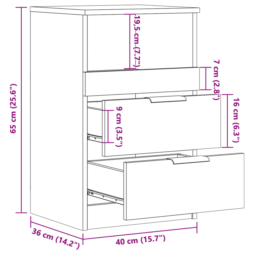 Bedside Cabinets 2 pcs Old Wood 40x36x65 cm Engineered Wood