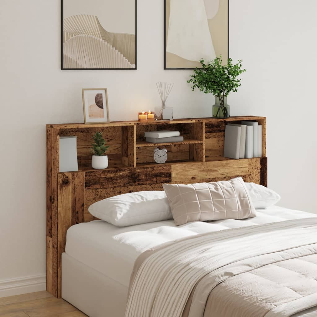 Rustic Headboard Cabinet - 160x19x103.5 cm, Engineered Old Wood