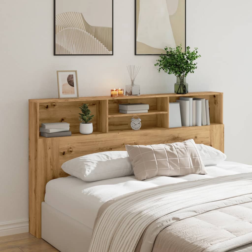 Artisan Oak Headboard Cabinet, 180x19x103.5 cm, Engineered Wood