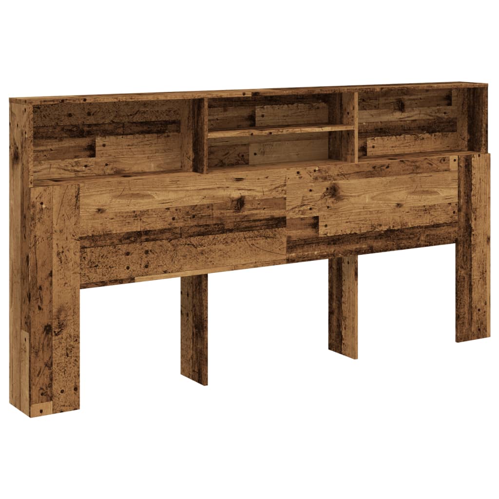 Rustic Headboard Cabinet, 200x19x103.5 cm, Reclaimed Wood Finish