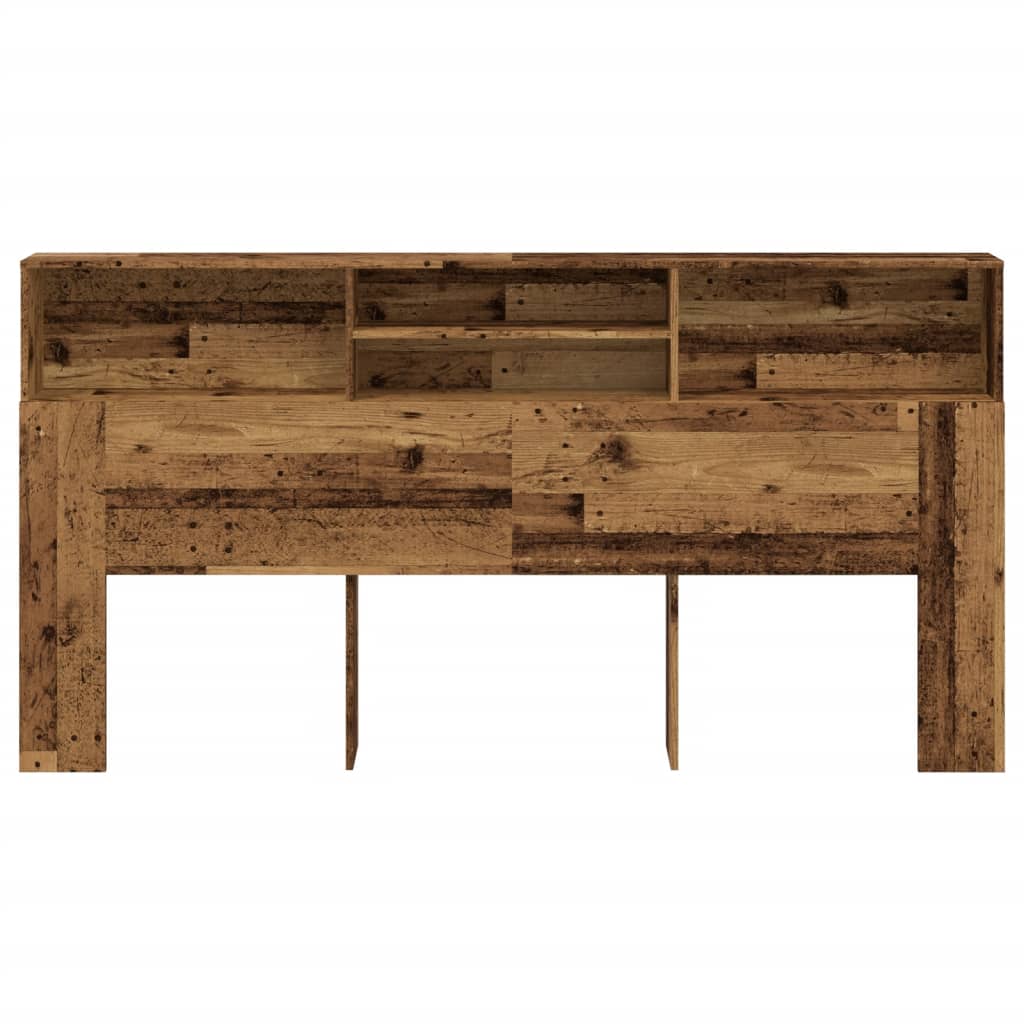 Rustic Headboard Cabinet, 200x19x103.5 cm, Reclaimed Wood Finish