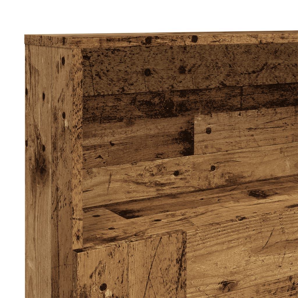 Rustic Headboard Cabinet, 200x19x103.5 cm, Reclaimed Wood Finish