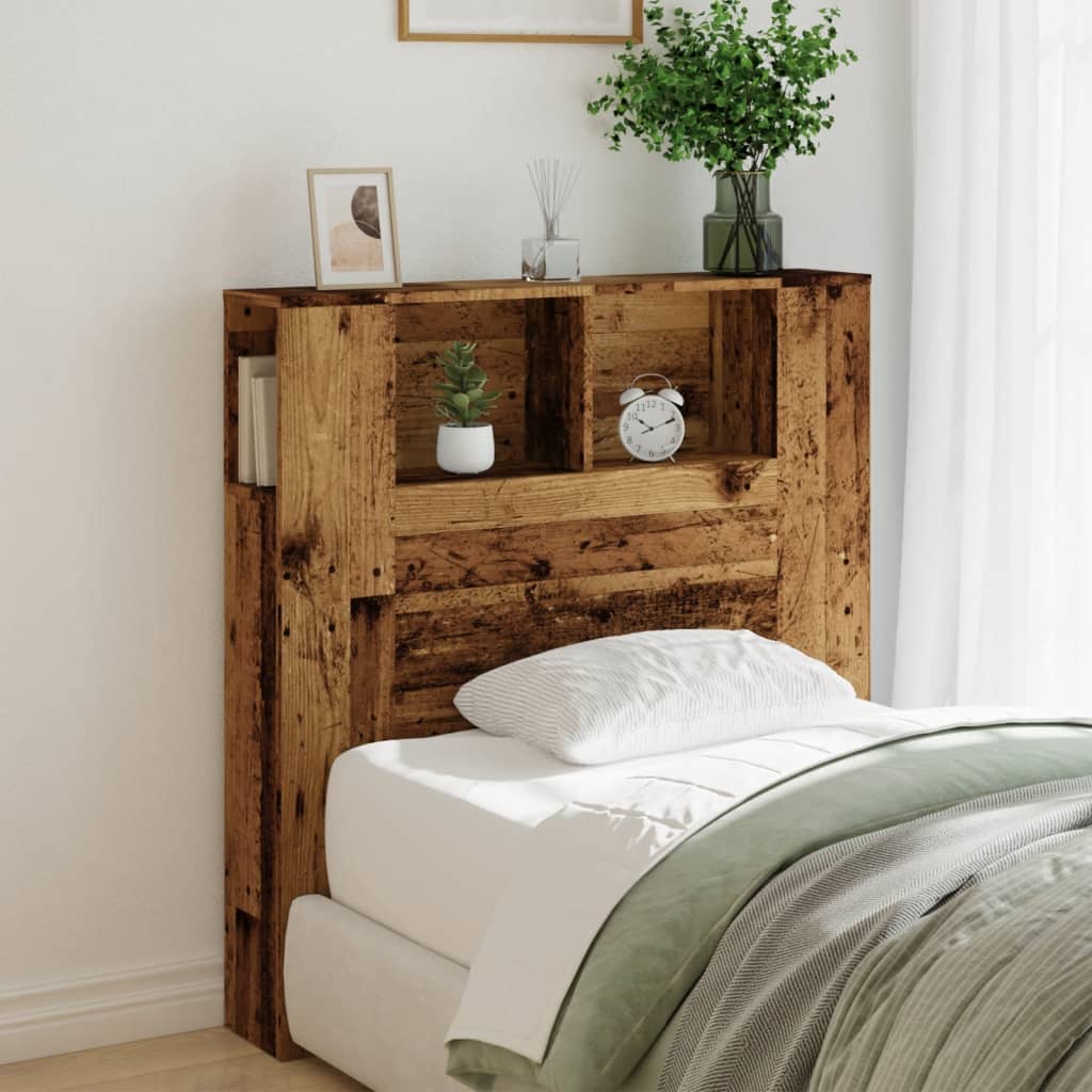 Rustic Headboard Cabinet - 100x19x104.5 cm | Engineered Wood Finish