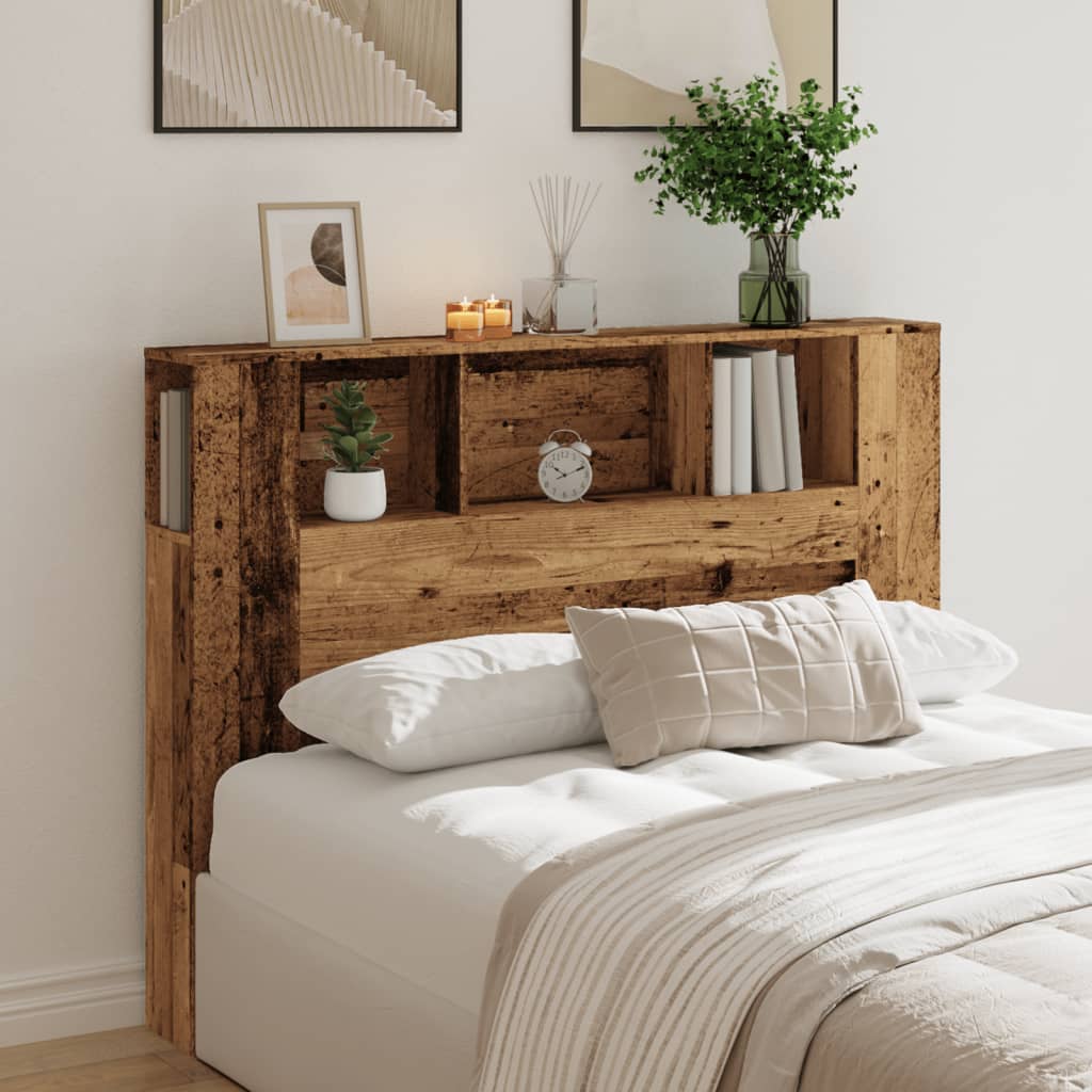 Vintage-Style Headboard Cabinet, 140x18.5x102.5 cm, Reclaimed Wood