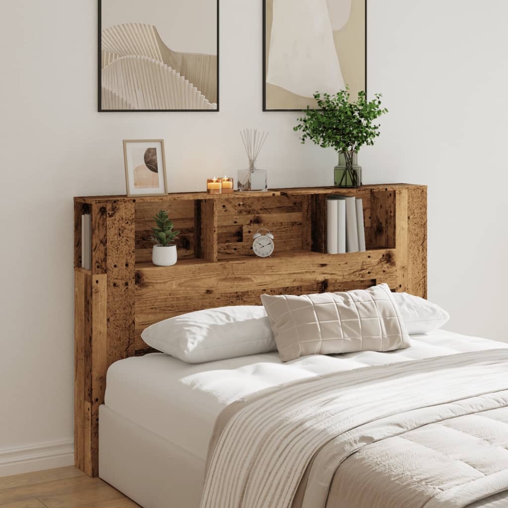 Rustic Engineered Wood Headboard Cabinet - 160x18.5x103.5 cm