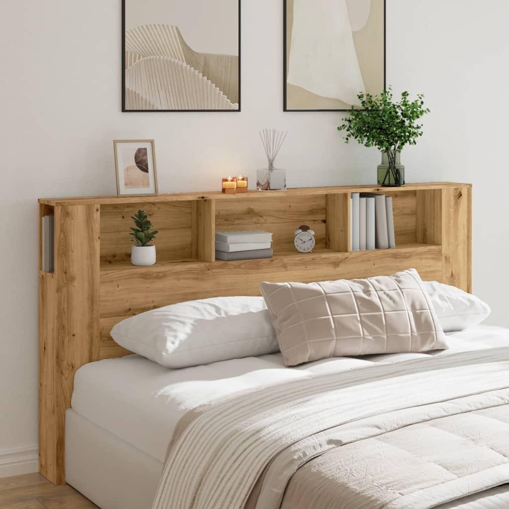 Artisian Oak Headboard Cabinet - 200x18.5x102.5 cm Engineered Wood