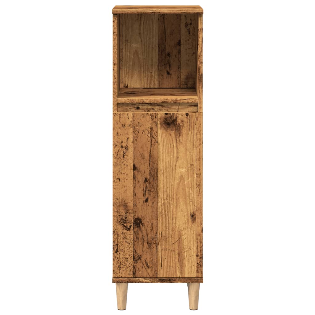 Rustic Bathroom Cabinet, Engineered Old Wood Finish, 30x30x100 cm