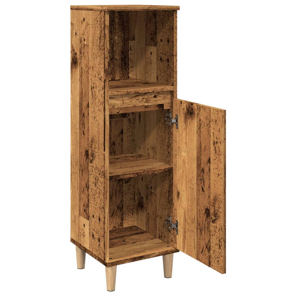 Rustic Bathroom Cabinet, Engineered Old Wood Finish, 30x30x100 cm