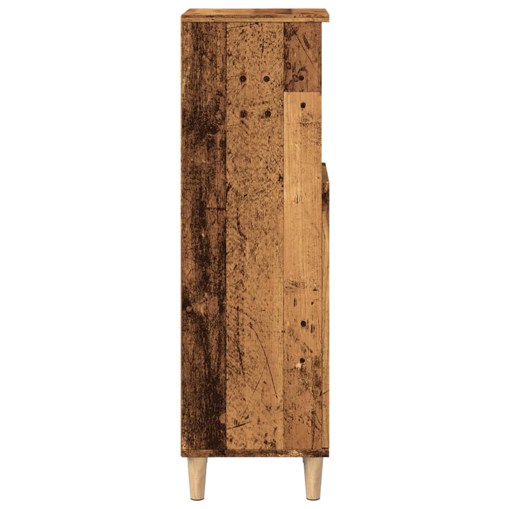 Rustic Bathroom Cabinet, Engineered Old Wood Finish, 30x30x100 cm