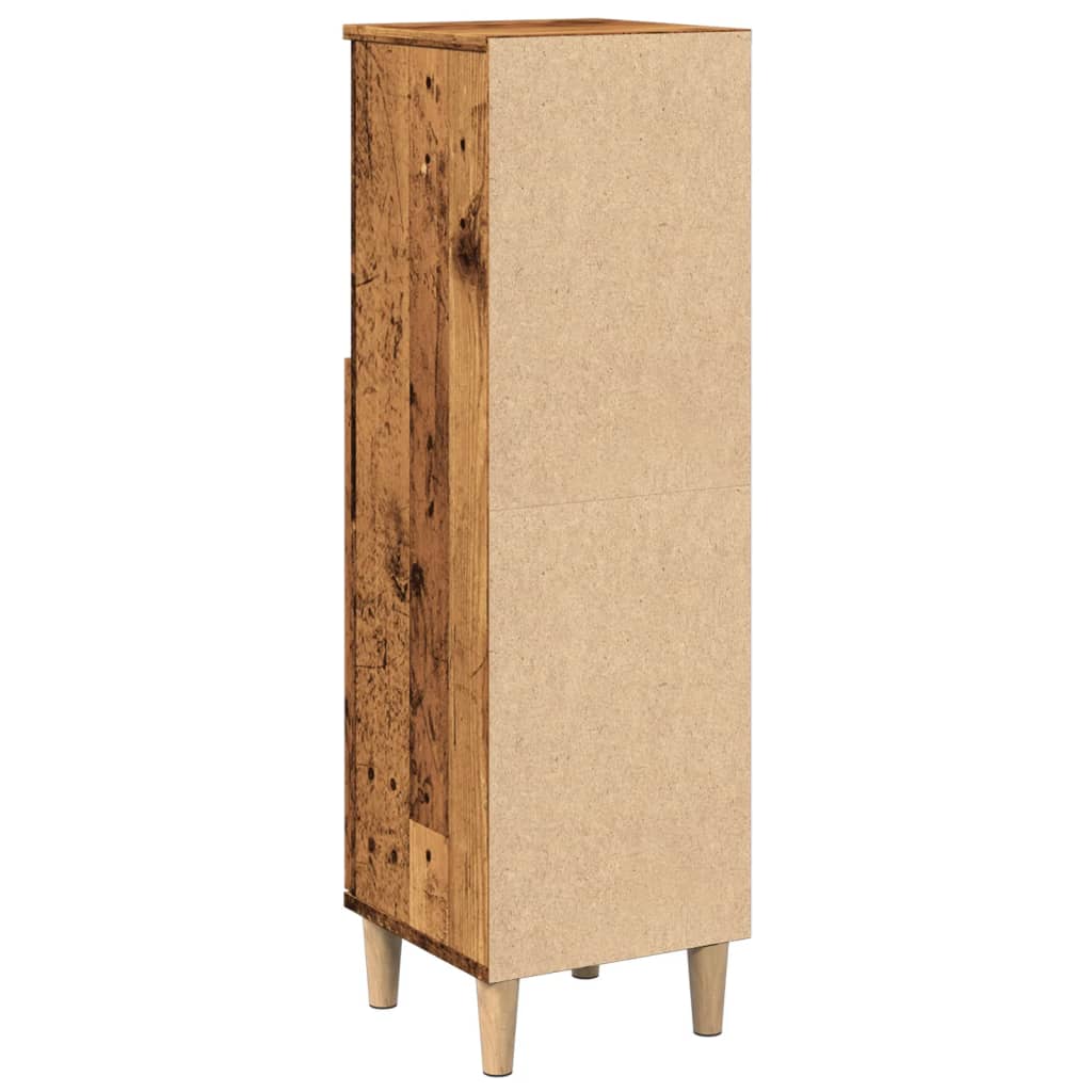 Rustic Bathroom Cabinet, Engineered Old Wood Finish, 30x30x100 cm
