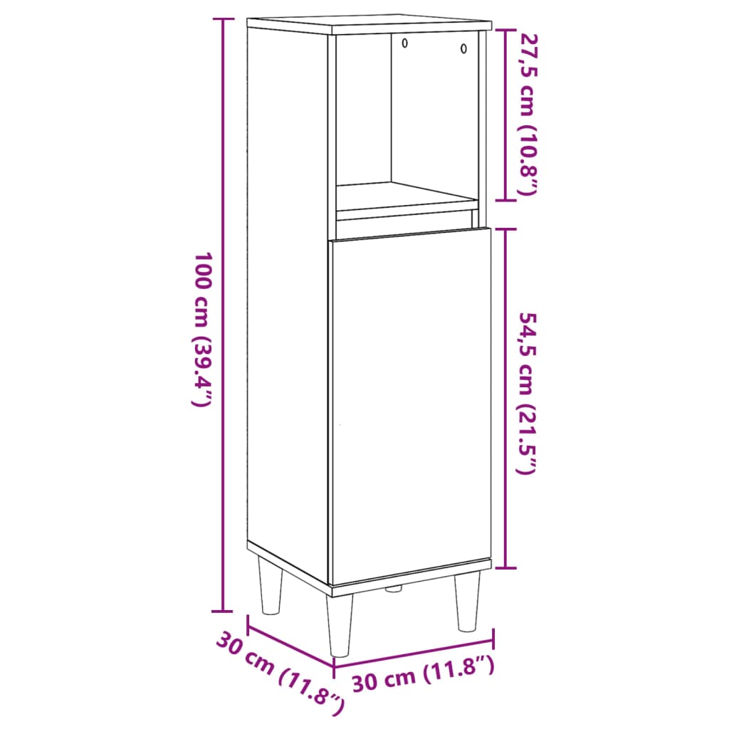 Artisan Oak Bathroom Cabinet 30x30x100 cm - Engineered Wood
