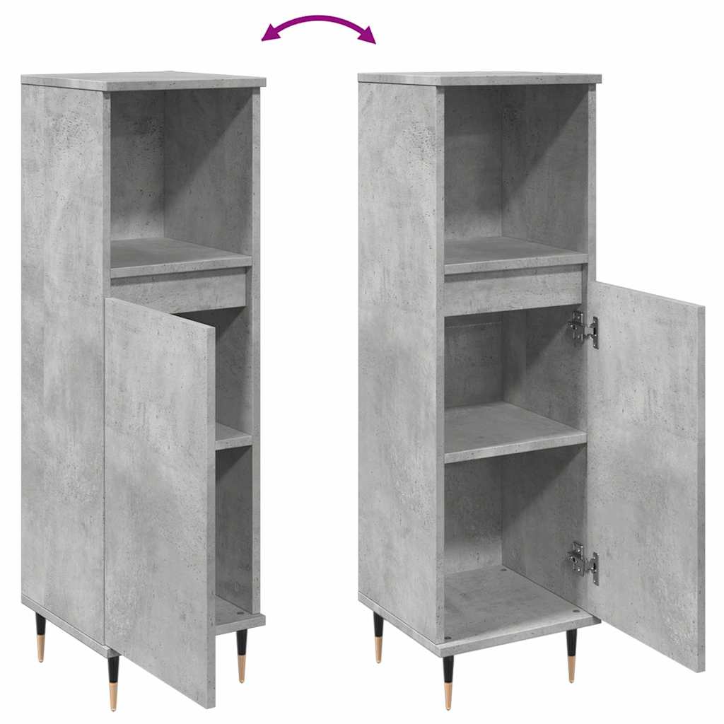 Concrete Grey Bathroom Cabinet 30x30x100 cm - Engineered Wood