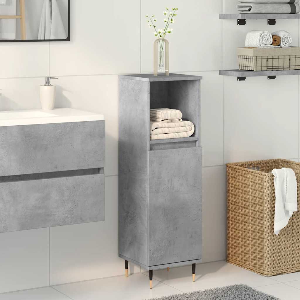 Concrete Grey Bathroom Cabinet 30x30x100 cm - Engineered Wood