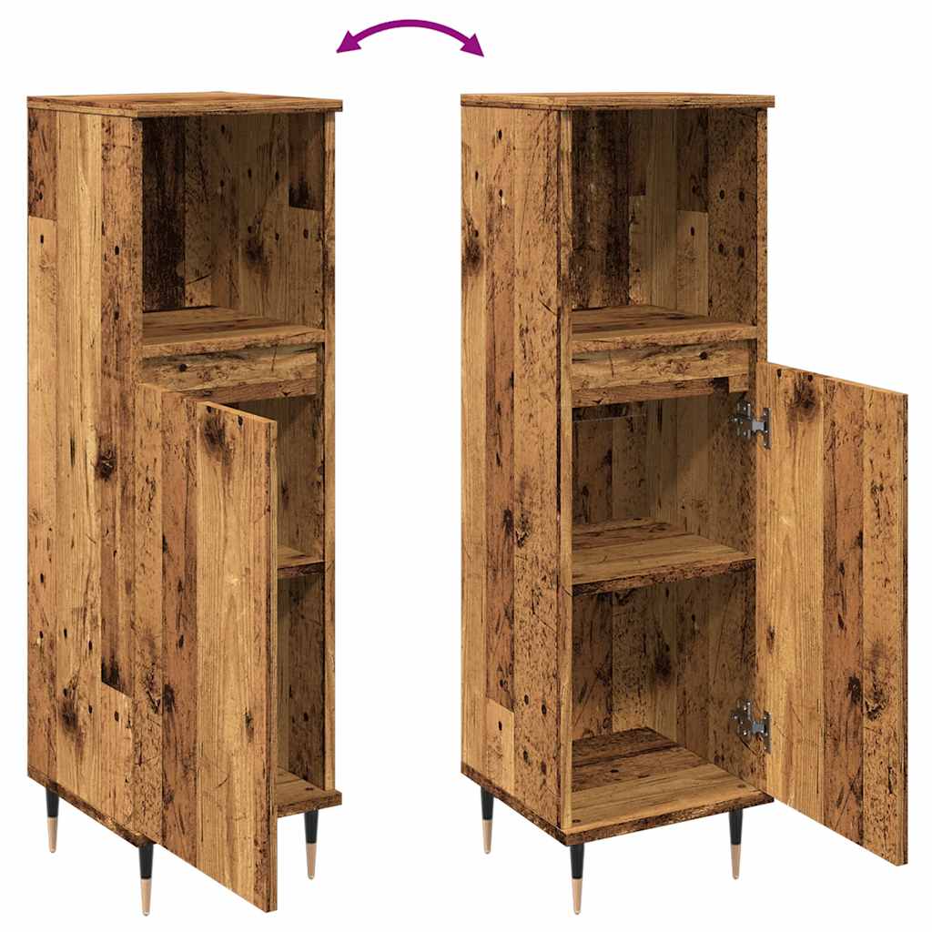 Rustic Bathroom Cabinet, 30x30x100 cm, Engineered Wood Finish